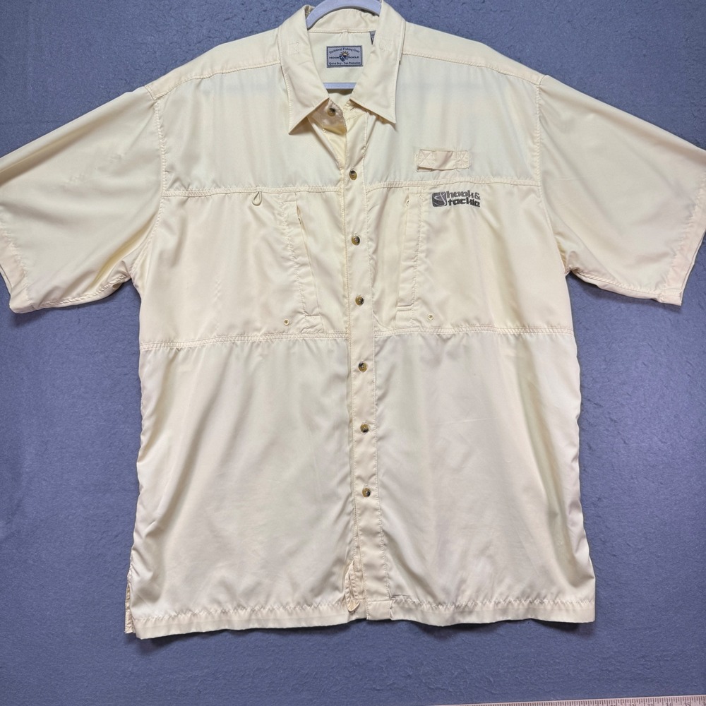 Hook & Tackle Mens Yellow Short Sleeve Quick Dry Sun Protection Fishing Shirt XL